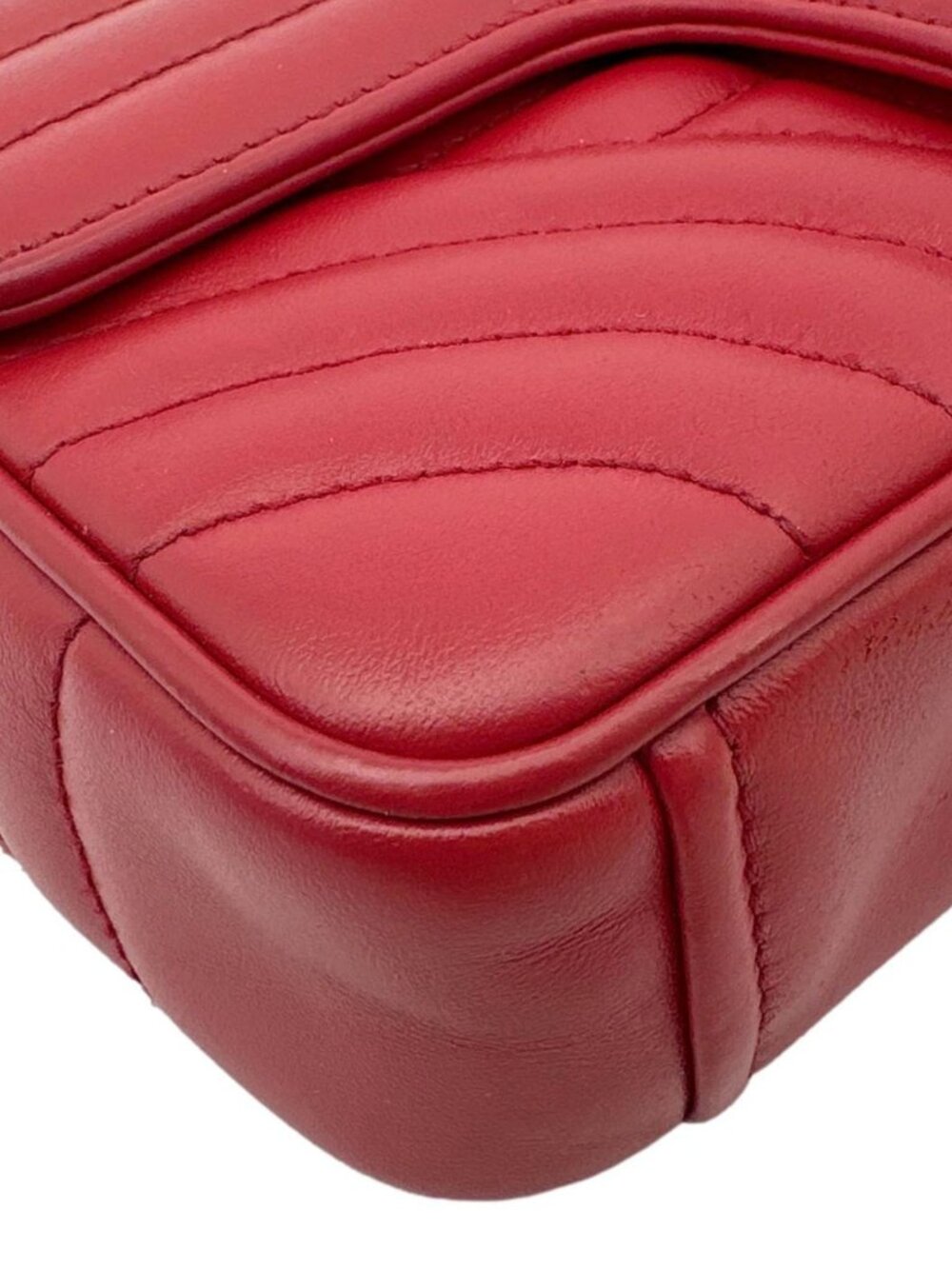 Prada  Diagramme Flap Calfskin Leather Chain Crossbody Bag Red - Picture 7 of 12